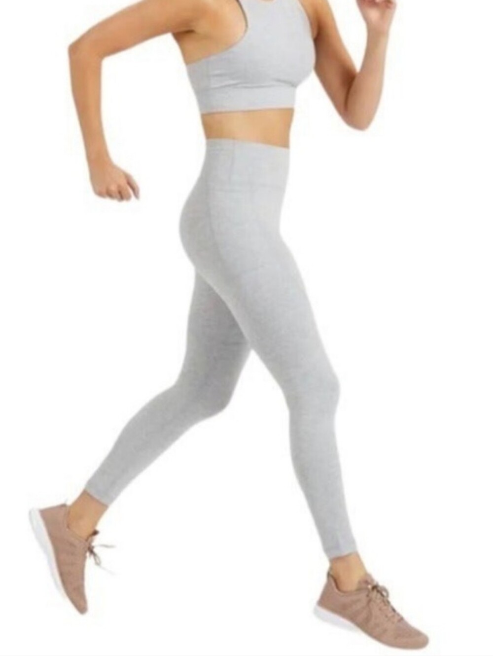 VUORI Elevation Performance Leggings Light Heather Grey Side Slit Pockets Small